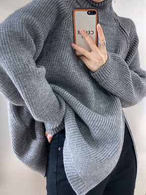 Women's Side Slit Turtleneck Sweater — View 3