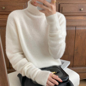 Women's Wool Blend Ribbed Turtleneck Sweater — View 3