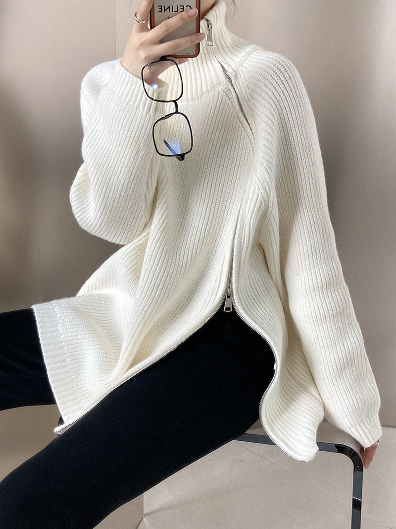 Women's Side Slit Turtleneck Sweater — View 6