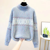 Women's Ribbed Fair Isle Turtleneck Sweater — View 8