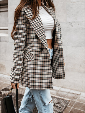 Women's Plaid Double Breasted Blazer — View 4