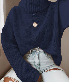 Women's Oversized Chunky Knit Turtleneck Sweater — View 13