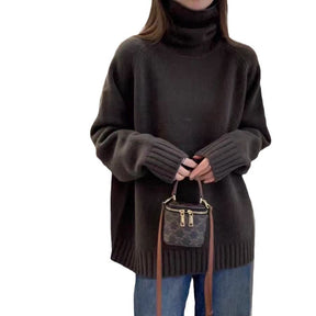 Women's Oversized Thumbhole Turtleneck Sweater — View 5