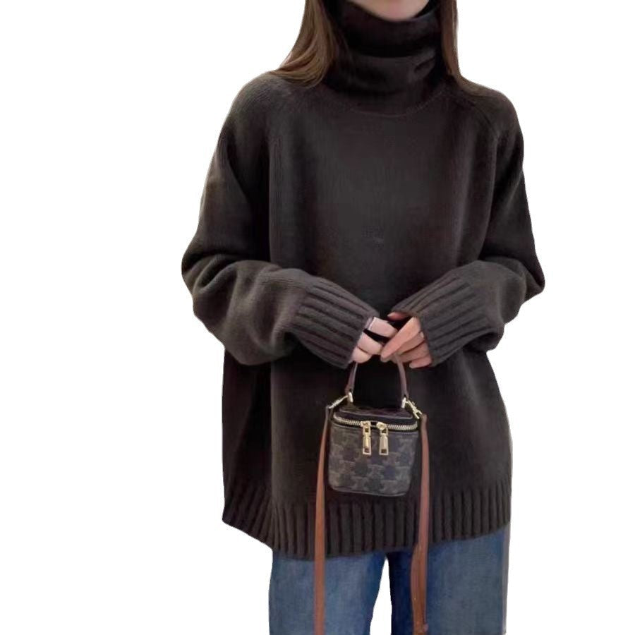 Women's Oversized Thumbhole Turtleneck Sweater — View 5
