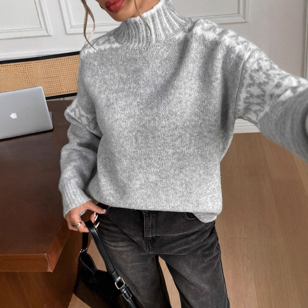 Women's Textured Turtleneck Sweater — View 4