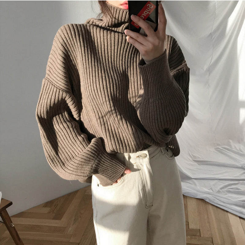 Women's Drop Shoulder Turtleneck Sweater — View 4