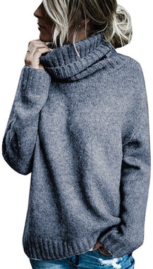 Women's Oversized Ribbed Fine Knit Turtleneck Sweater — View 7