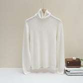 Women's Fitted Ribbed Fine Knit Turtleneck Sweater — View 6