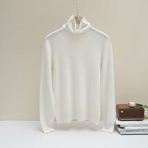 Women's Fitted Ribbed Fine Knit Turtleneck Sweater — View 6