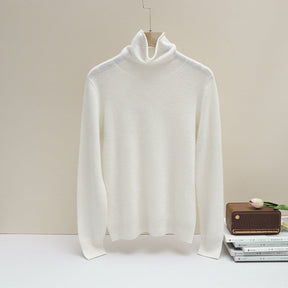Women's Fitted Ribbed Fine Knit Turtleneck Sweater — View 6