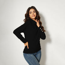 Women's Button Detail Turtleneck Sweater — View 6