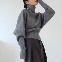 Women's Ribbed Textured Turtleneck Sweater — View 8