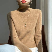 Women's Fitted Ribbed Fine Knit Turtleneck Sweater — View 6