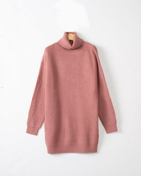 Women's Oversized Ribbed Drop Shoulder Turtleneck Sweater — View 11