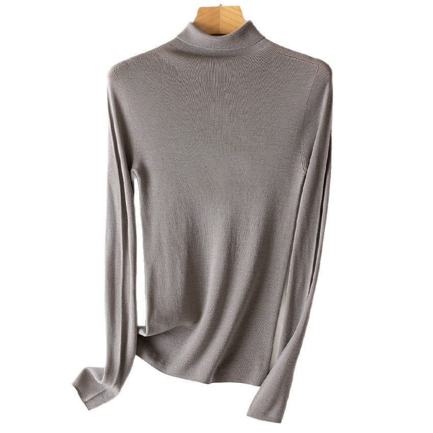 Women's Ribbed Fine Knit Turtleneck Sweater — View 10