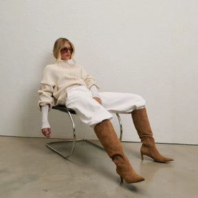 Women's Oversized Drop Shoulder Turtleneck Sweater — View 2