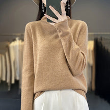Women's Cashmere Ribbed Fine Knit Turtleneck Sweater — View 12