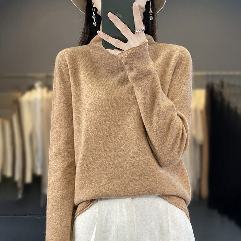 Women's Cashmere Ribbed Fine Knit Turtleneck Sweater — View 12