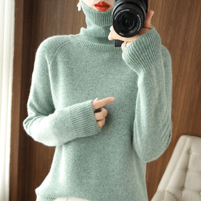Women's Wool Blend Ribbed Turtleneck Sweater — View 11