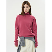 Women's Relaxed Fit Ribbed Fine Knit Turtleneck Sweater — View 7