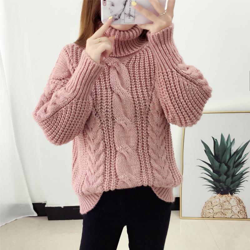 Women's Cable Knit Chunky Knit Turtleneck Sweater — View 9