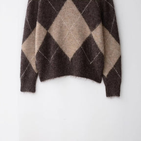 Women's Oversized Ribbed Geometric Turtleneck Sweater — View 4
