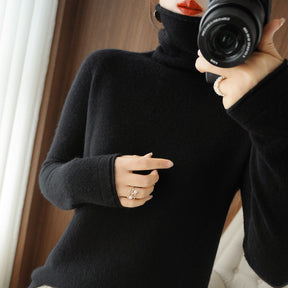 Women's Fitted Fine Knit Thumbhole Turtleneck Sweater — View 13