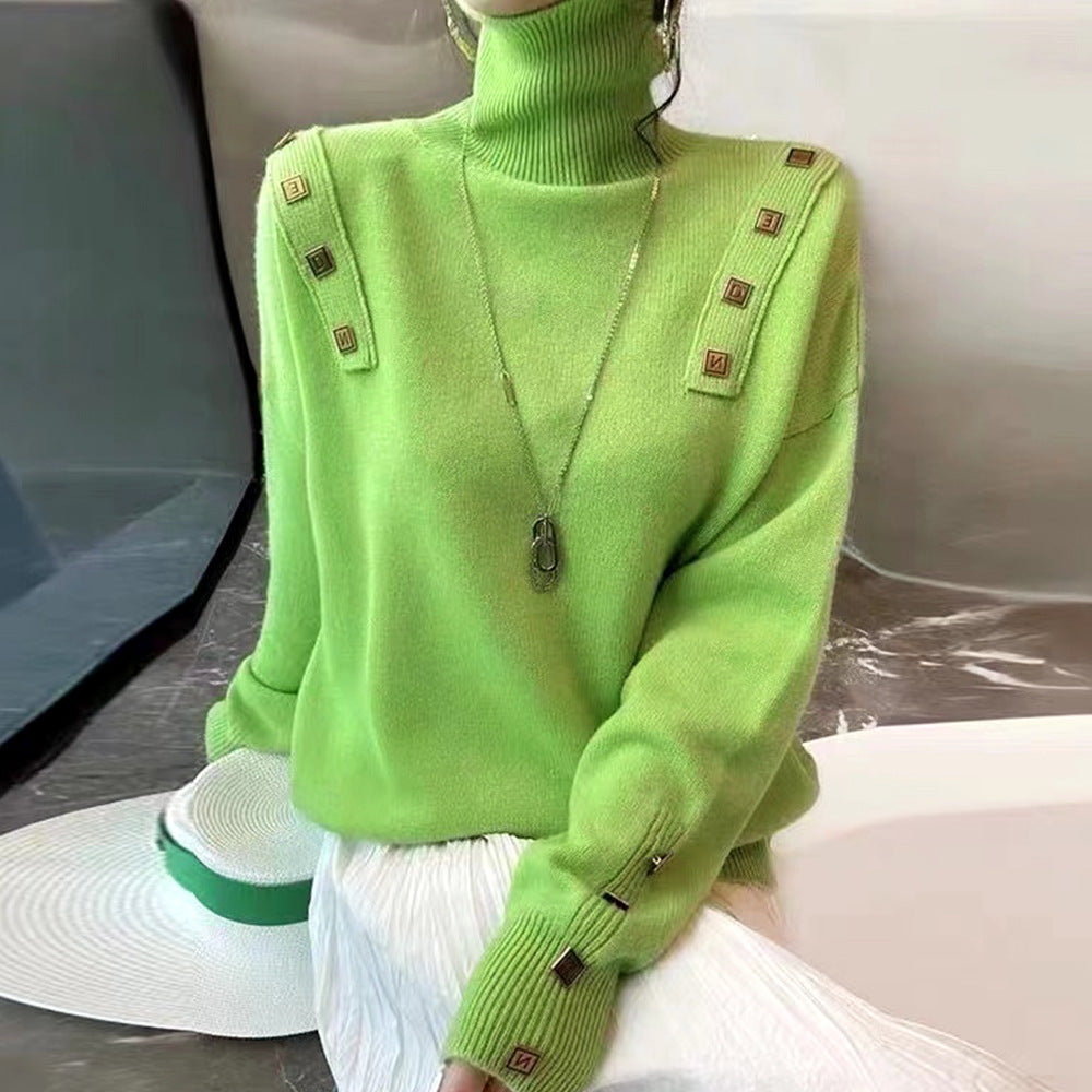 Women's Button Detail Turtleneck Sweater — View 1