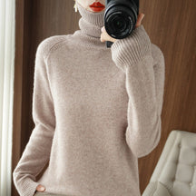 Women's Wool Blend Ribbed Turtleneck Sweater — View 6