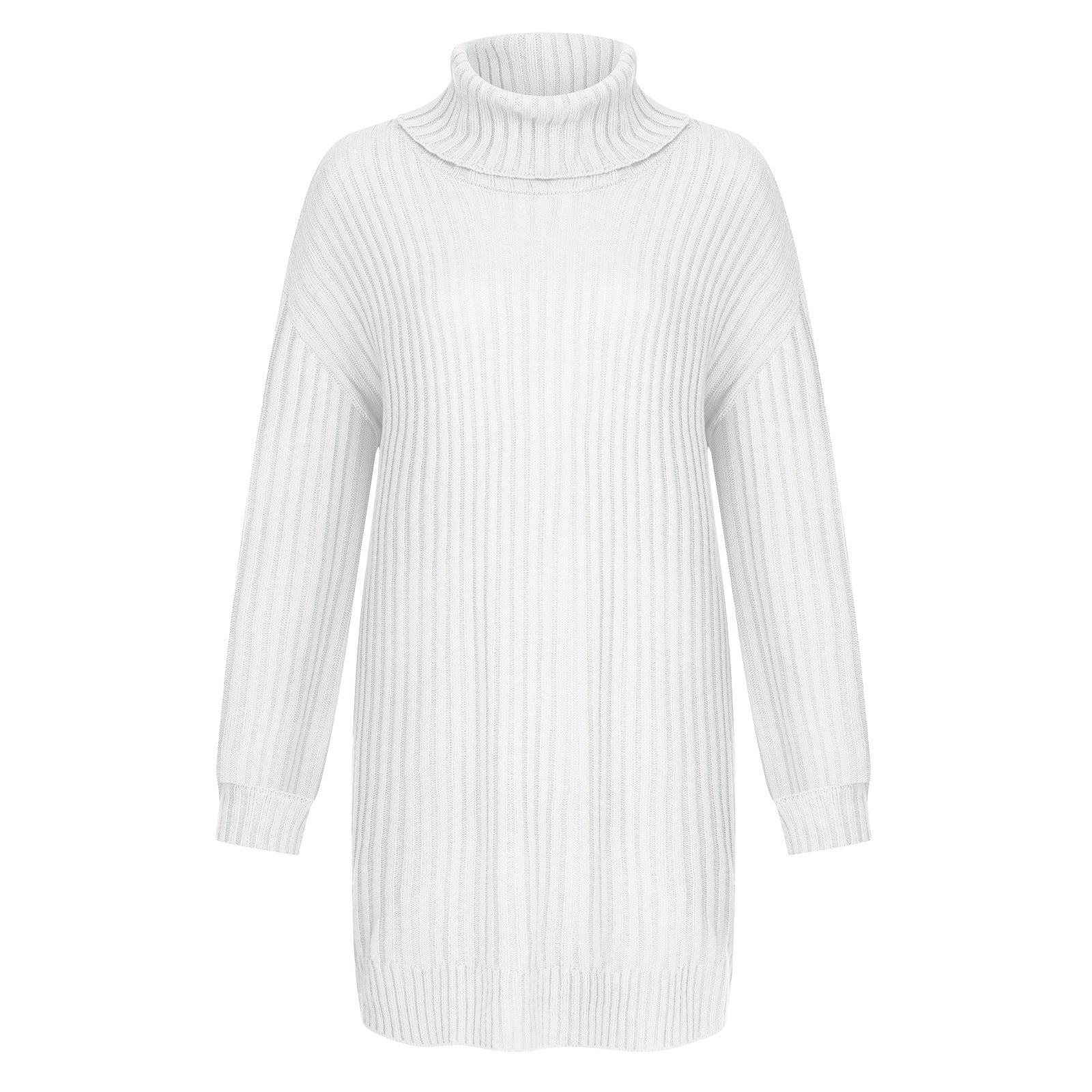 Women's Relaxed Fit Ribbed Chunky Knit Turtleneck Sweater — View 7