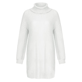 Women's Relaxed Fit Ribbed Chunky Knit Turtleneck Sweater — View 7