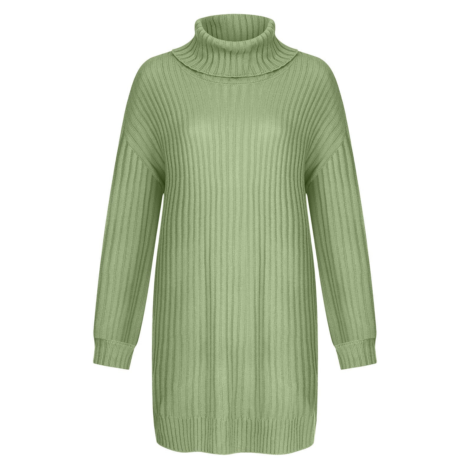 Women's Relaxed Fit Ribbed Chunky Knit Turtleneck Sweater — View 8