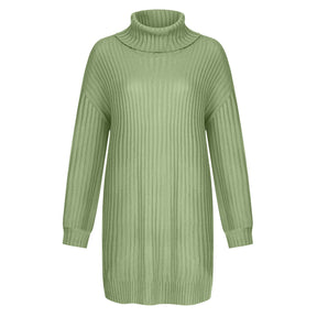 Women's Relaxed Fit Ribbed Chunky Knit Turtleneck Sweater — View 8