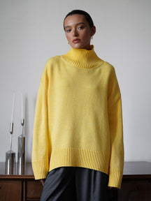 Women's Wool Blend Oversized Ribbed Turtleneck Sweater — View 9