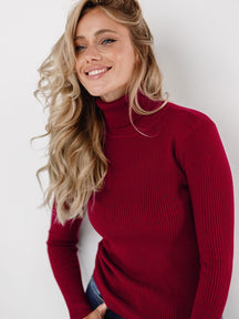 Women's Fitted Ribbed Turtleneck Sweater — View 24