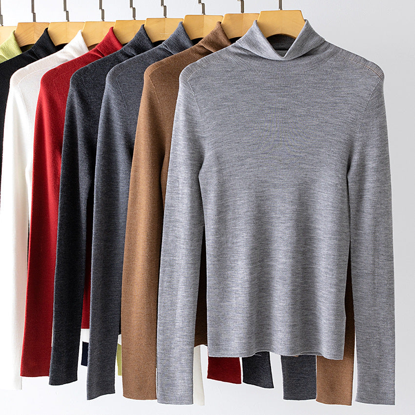 Women's Ribbed Fine Knit Turtleneck Sweater — View 2