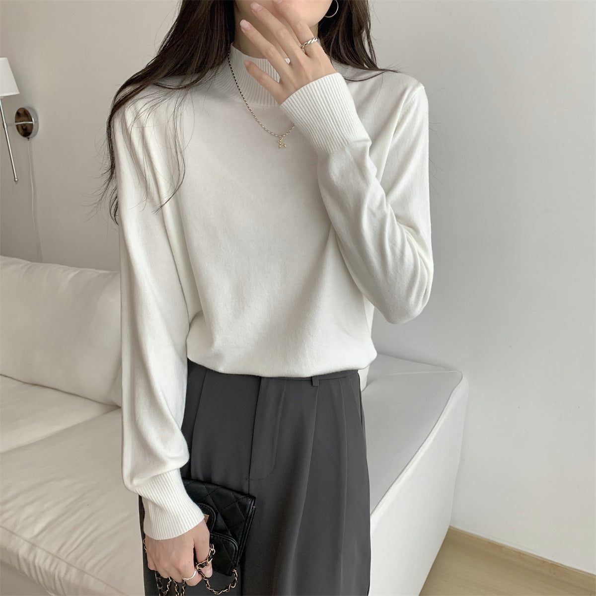 Women's Drop Shoulder Turtleneck Sweater — View 6