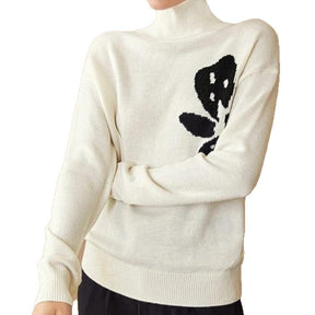 Women's Floral Turtleneck Sweater — View 5