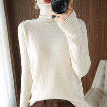 Women's Fitted Fine Knit Thumbhole Turtleneck Sweater — View 14