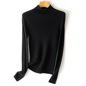 Women's Ribbed Fine Knit Turtleneck Sweater — View 18