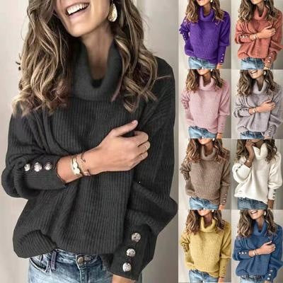 Women's Oversized Ribbed Drop Shoulder Turtleneck Sweater — View 1