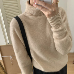 Women's Wool Blend Ribbed Turtleneck Sweater — View 1