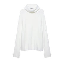 Women's Ribbed Chunky Knit Raglan Sleeve Turtleneck Sweater — View 6