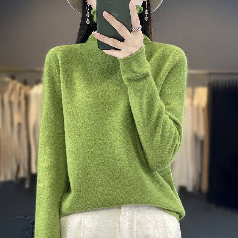 Women's Cashmere Ribbed Fine Knit Turtleneck Sweater — View 11