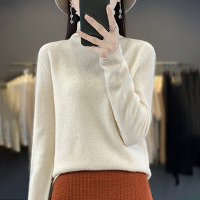 Women's Cashmere Ribbed Fine Knit Turtleneck Sweater — View 6