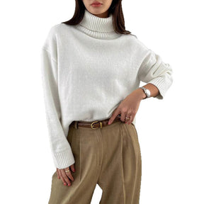 Women's Oversized Ribbed Fine Knit Turtleneck Sweater — View 5