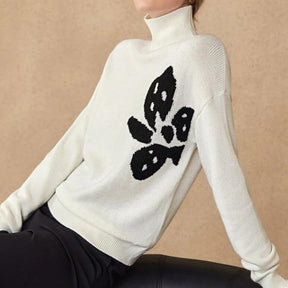 Women's Floral Turtleneck Sweater — View 1