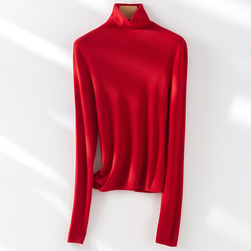 Women's Fitted Fine Knit Turtleneck Sweater — View 13
