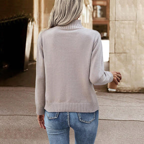 Women's Geometric Textured Turtleneck Sweater — View 2