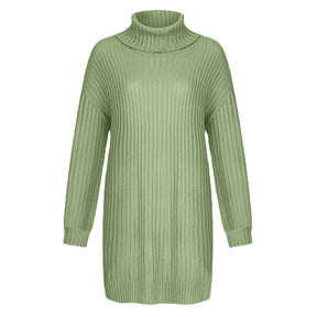 Women's Relaxed Fit Ribbed Chunky Knit Turtleneck Sweater — View 5